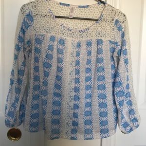 Coral & Cornflower Lace Top